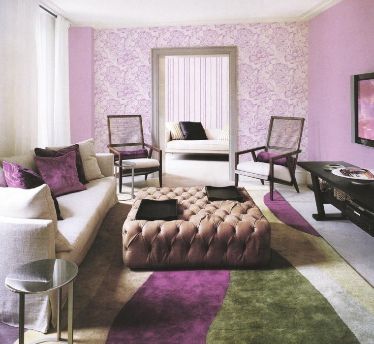 Обои для зала в квартире комбинированные