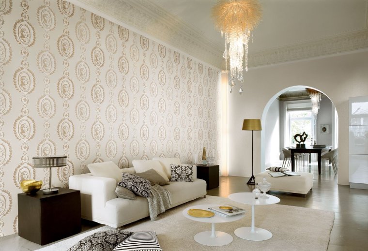 Варианты обоев для зала