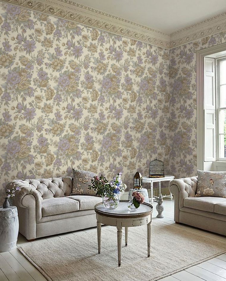 Комбинированные стены в гостиной