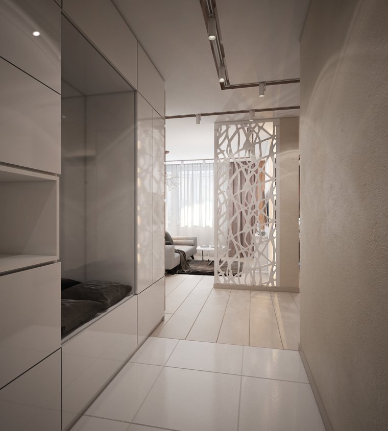 Перегородка для зонирования прихожей и гостиной