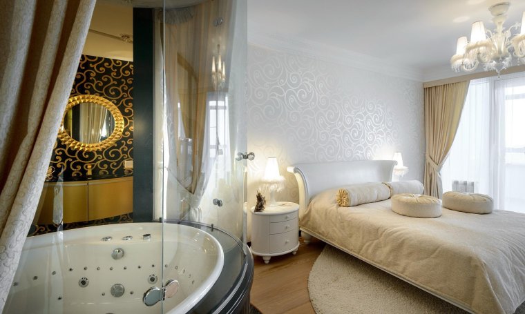 Спальня с ванной комнатой