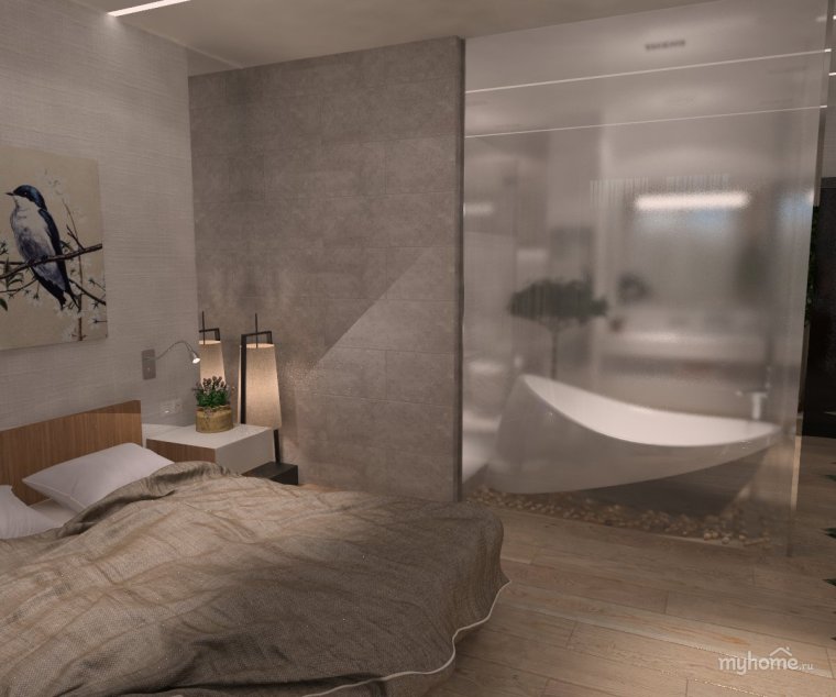 Спальня с ванной комнатой