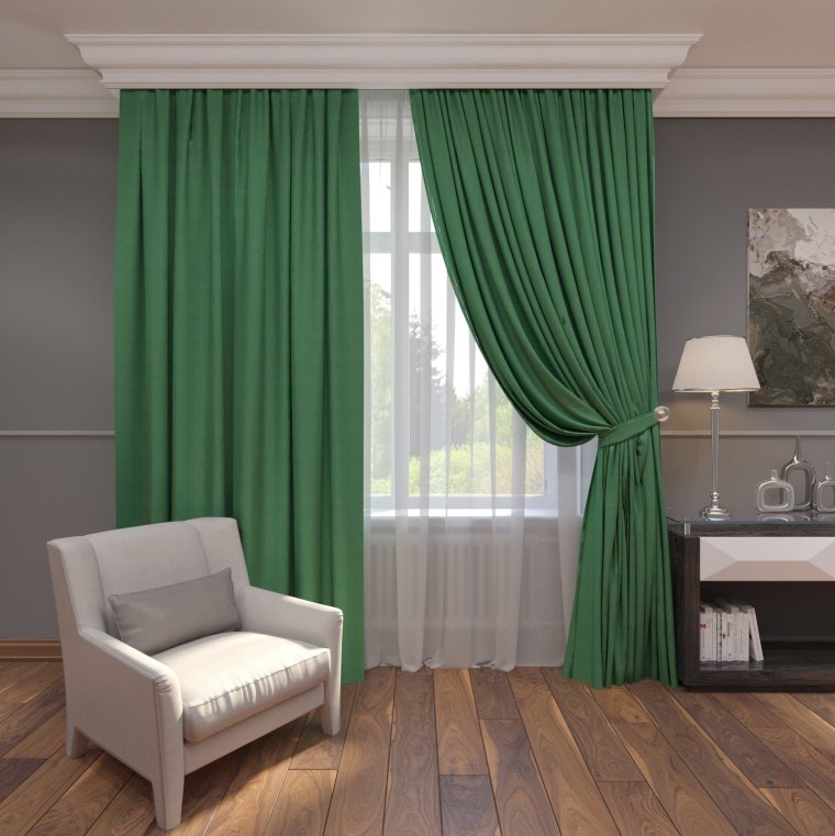 Шторы блэкаут изумруд