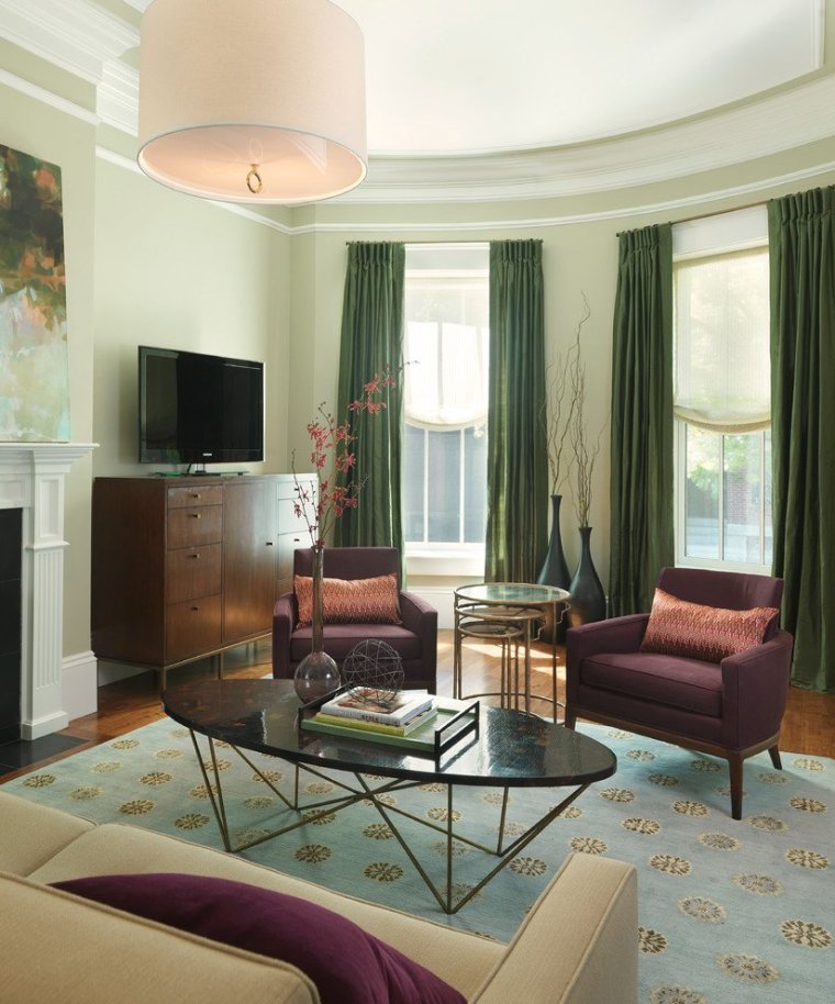 Синие шторы в интерьере