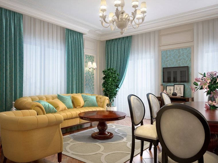 Гостиная Неоклассика изумрудный