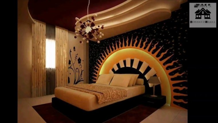 Одноуровневый потолок из гипсокартона в спальне