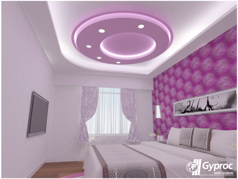 Потолок гипсокартон фигура спальни
