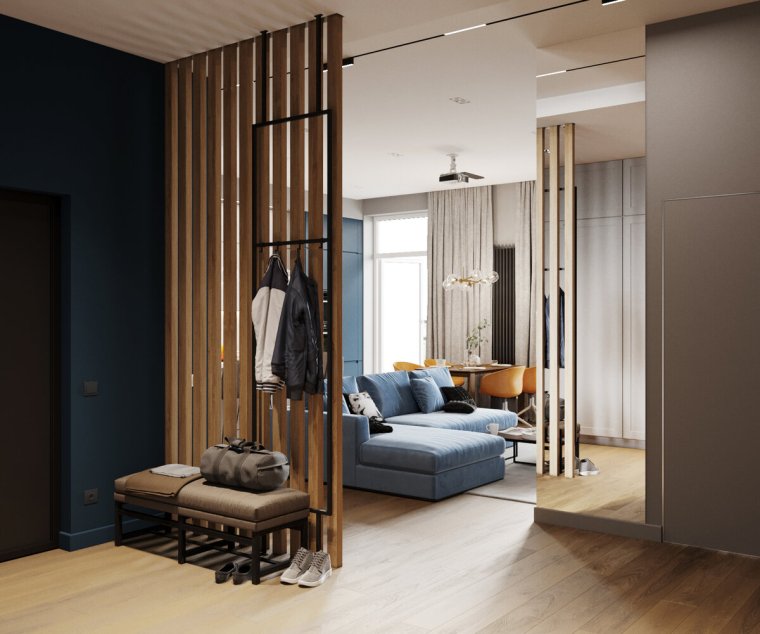 Реечная перегородка в прихожей