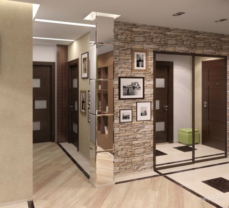 Прихожая совмещенная с гостиной