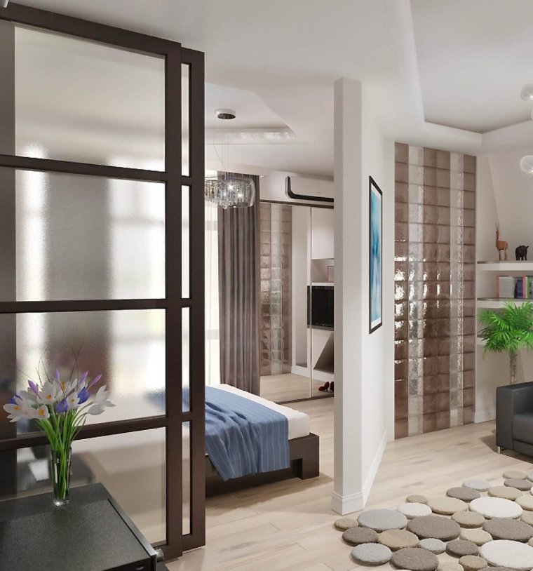 Зонирование комнаты на спальню и гостиную