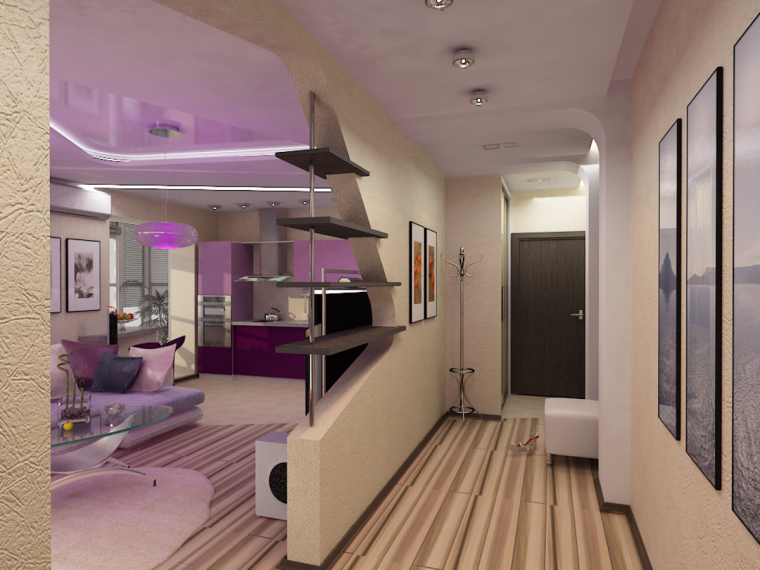 Прихожая совмещенная с гостиной