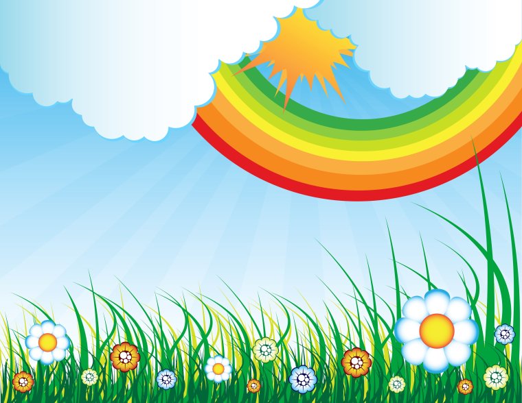 Фон с радугой и солнышком