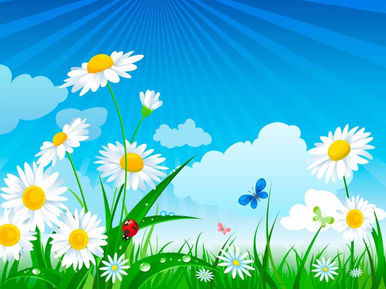 Поляна с голубым небом для детей