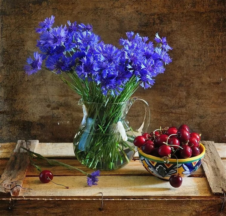 Свадебный букет невесты васильки