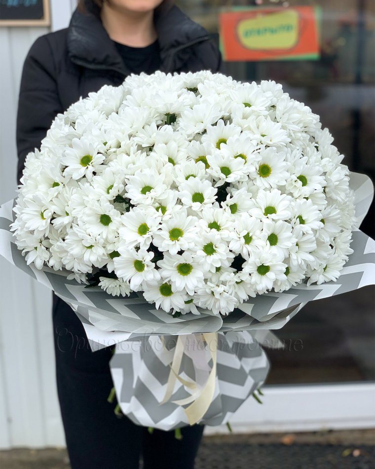 Хризантема Балтика белая букет
