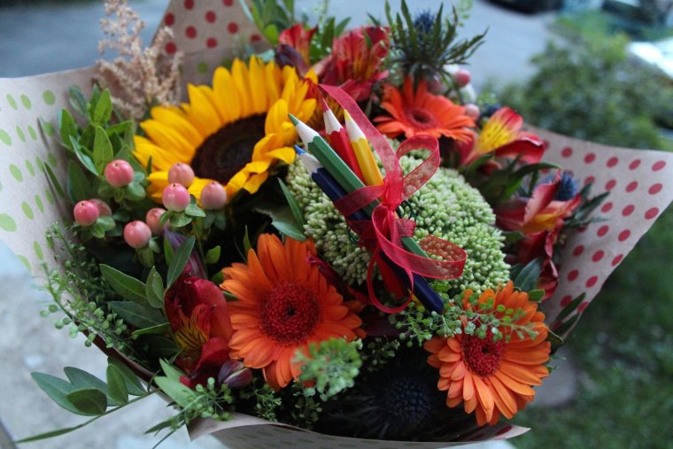 Скромный букет для первоклассника