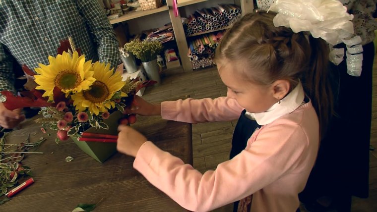 Букет из хризантем на 1 сентября