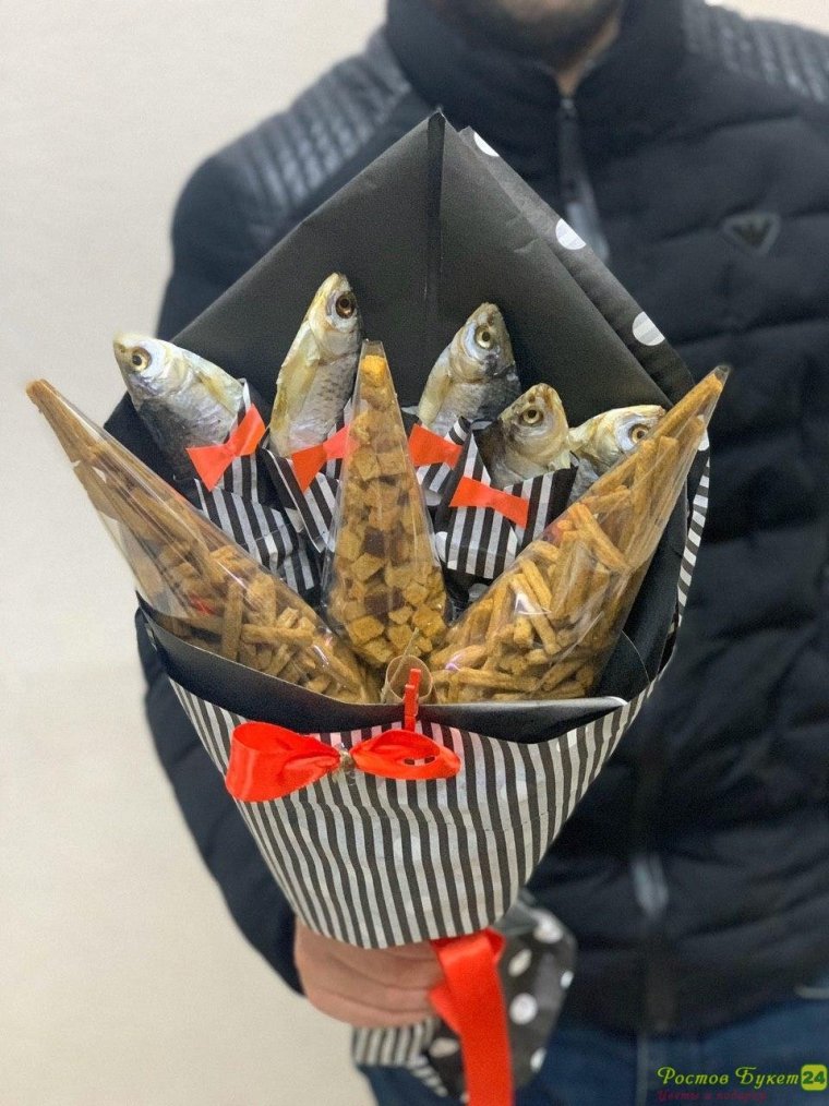 Мужской букет с рыбой