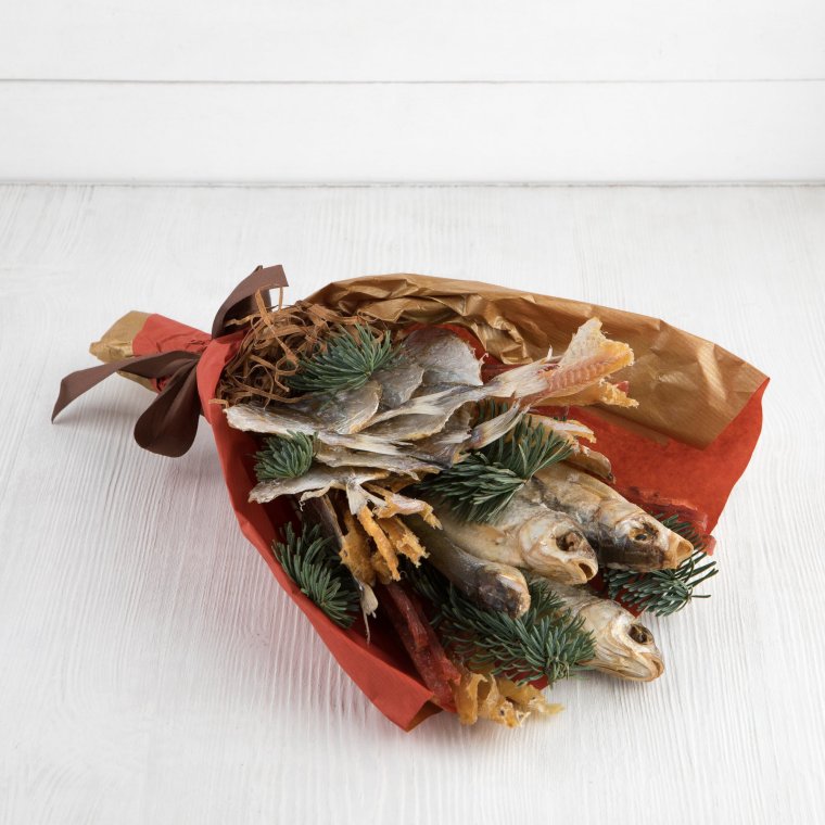 Мужской букет с рыбой