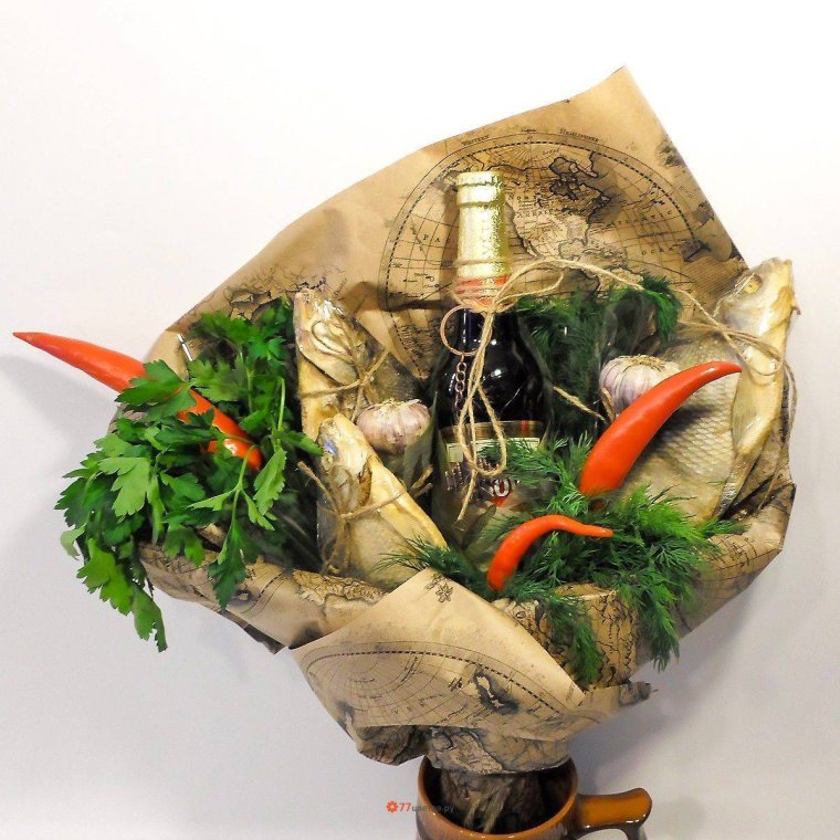 Мужской букет из пива и рыбы