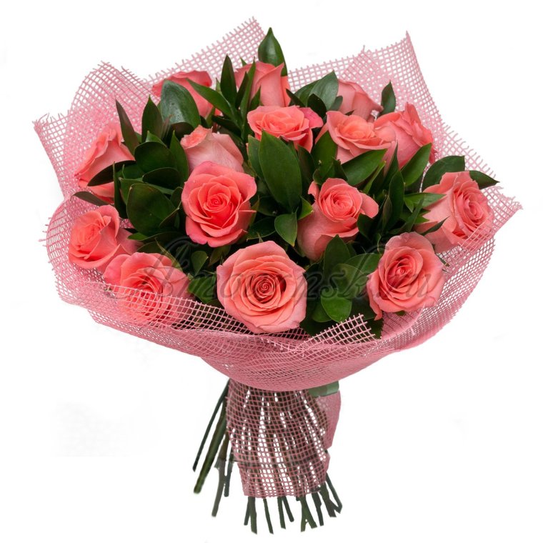 Букет из роз в сетке