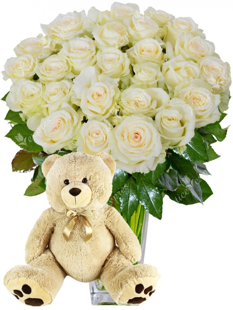 Мишка и цветы