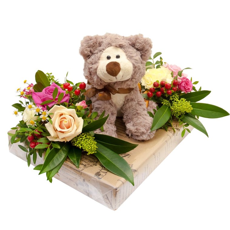 Мягкие игрушки с цветами