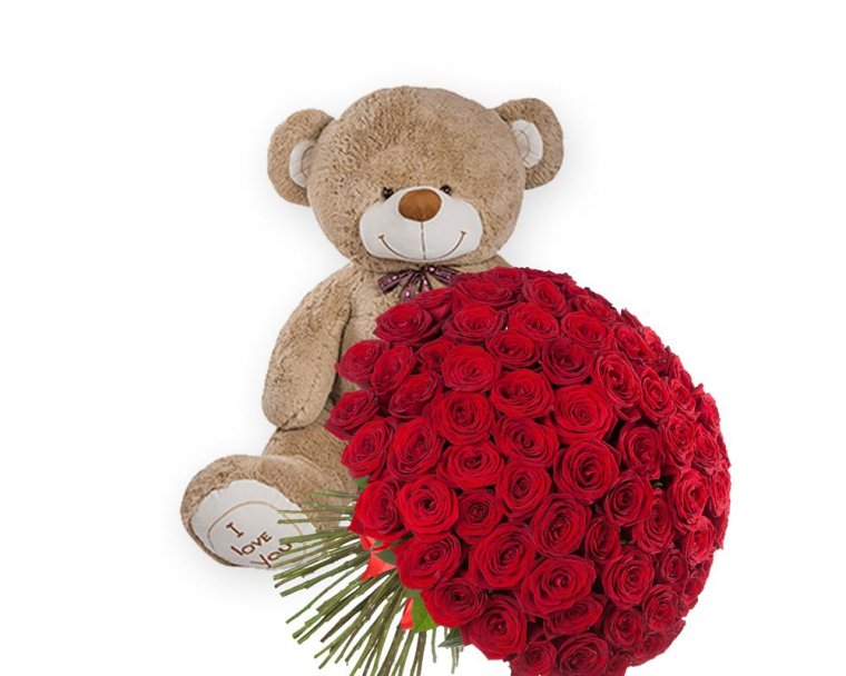 Мишка с розами