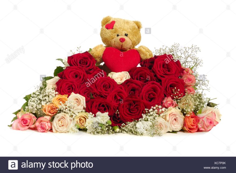 Мишка с цветами