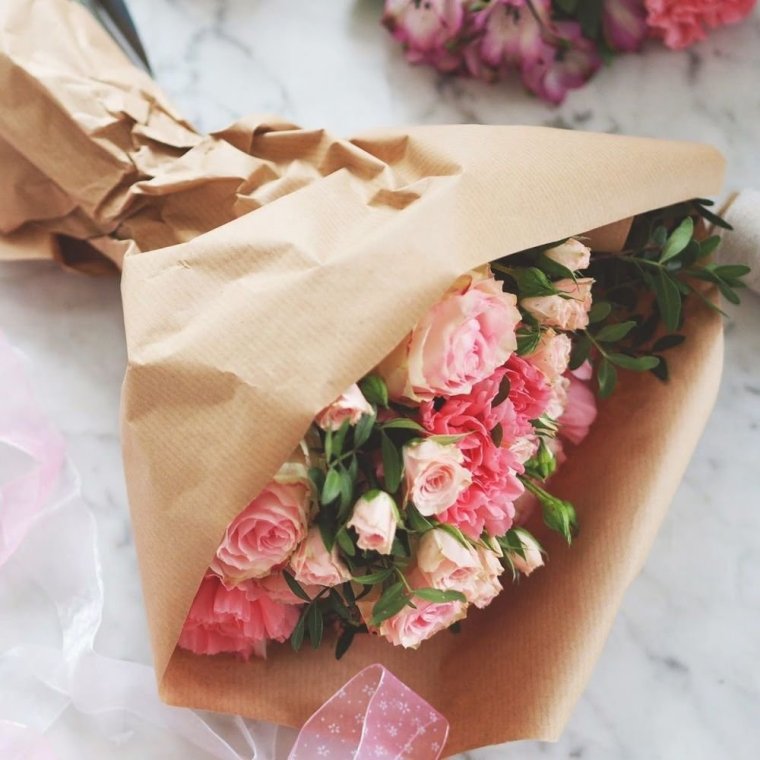 Букеты в крафт бумаге