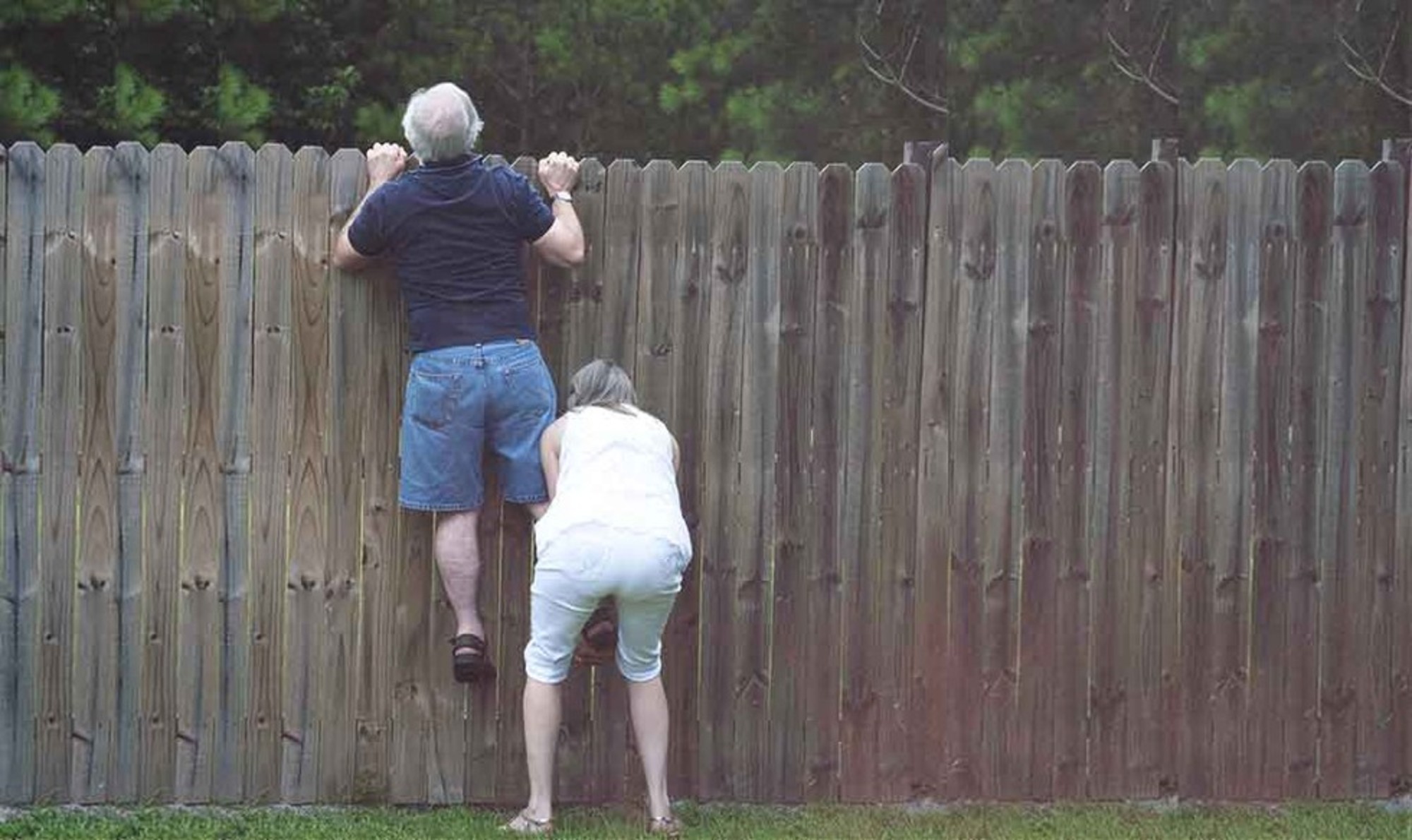Подглядывание за бабушкой. Человек у забора. Смешной забор. Соседи через забор.