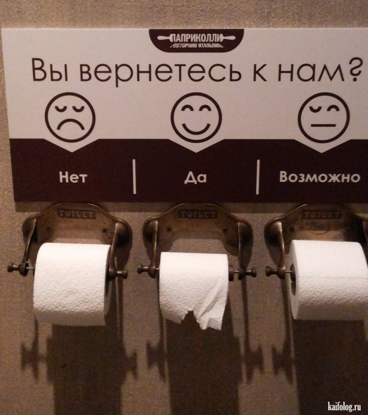 Объявление в туалете про туалетную бумагу