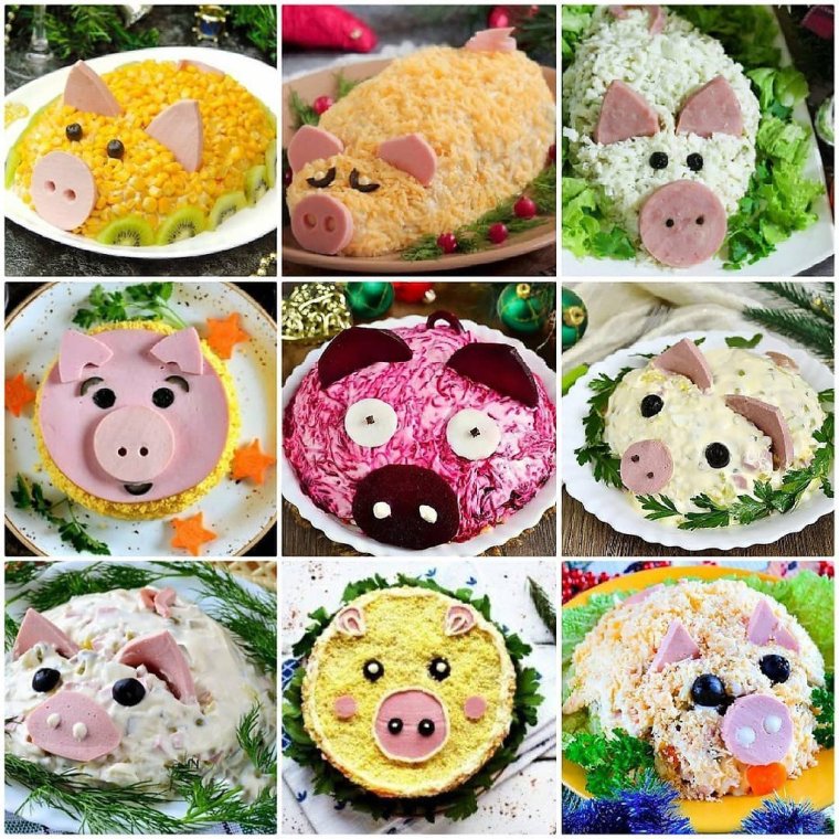 Смешные украшения салатов