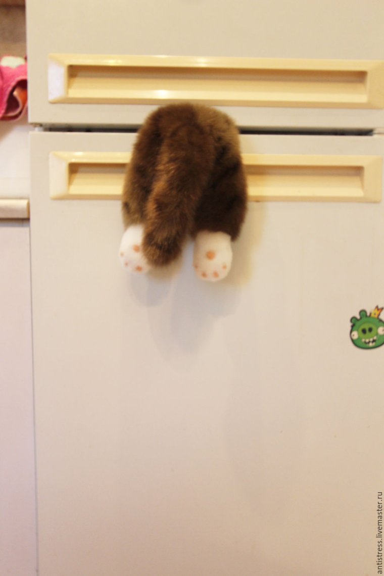 Кот на холодильнике магнитик