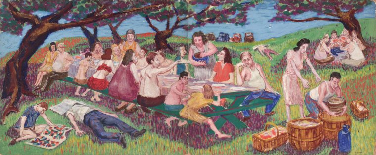 Смешные люди на пикнике