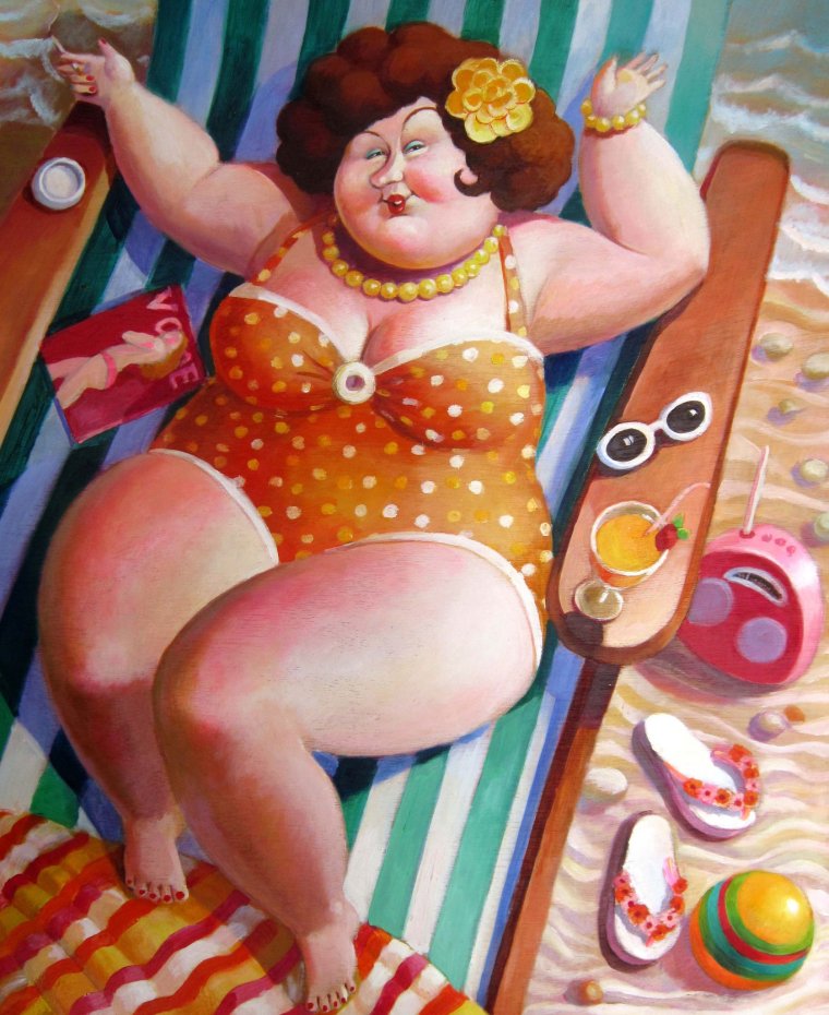 Толстый в бассейне