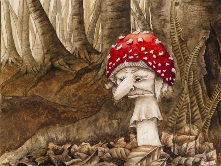 Красный гриб с белыми крапинками