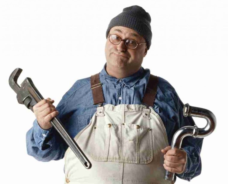 Слесарь на белом фоне