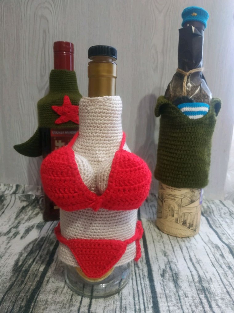 Украшение бутылки на 23 февраля
