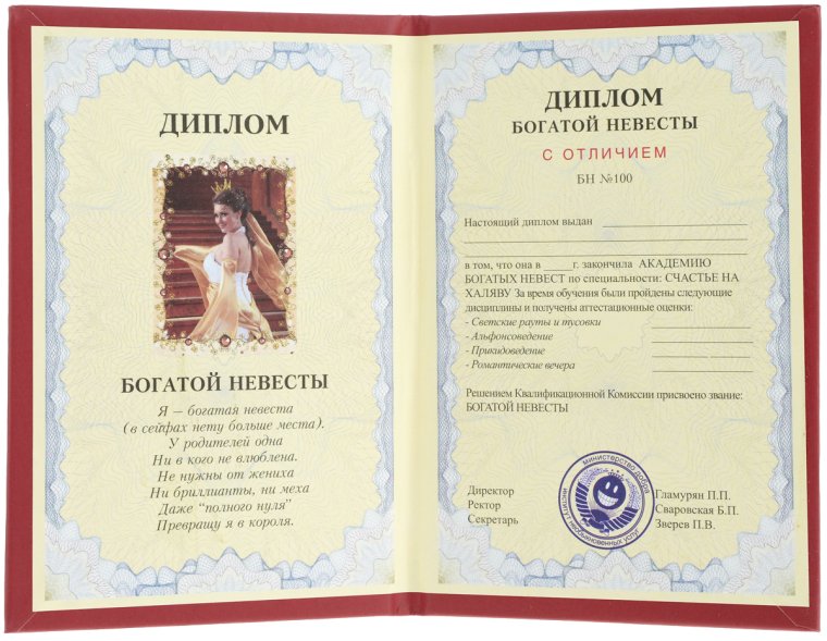 Грамоты на свадьбу прикольные