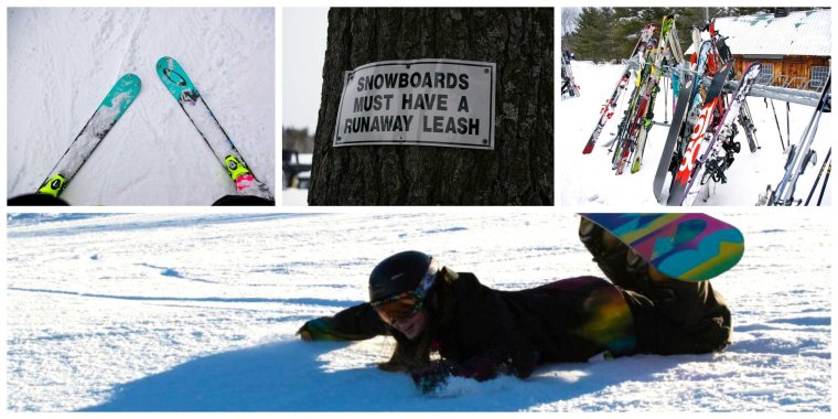 Лыжи против сноуборда приколы