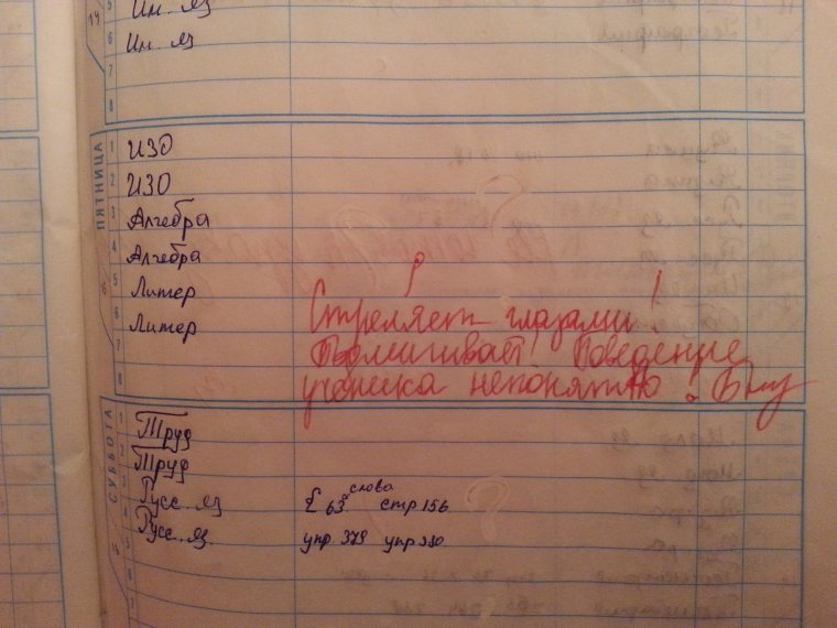 Запись в дневнике отвлекался на уроке