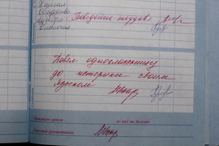 Смешные замечания в дневнике