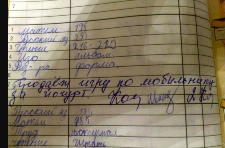 Смешные замечания в школьных дневниках