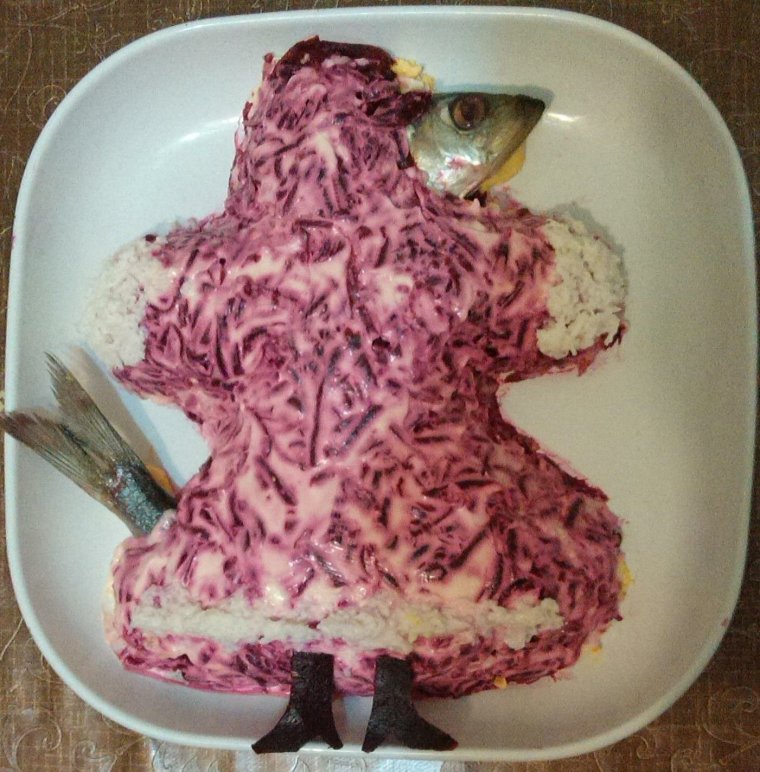 Прикольная селедка под шубой