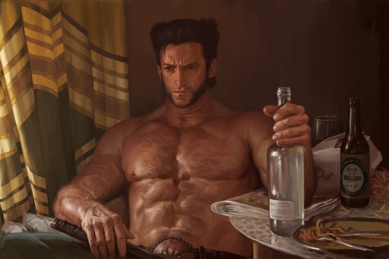 Росомаха Логан пьет