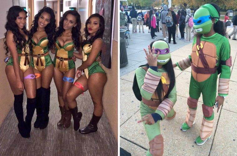 Горячие девахи в костюмах черепашек