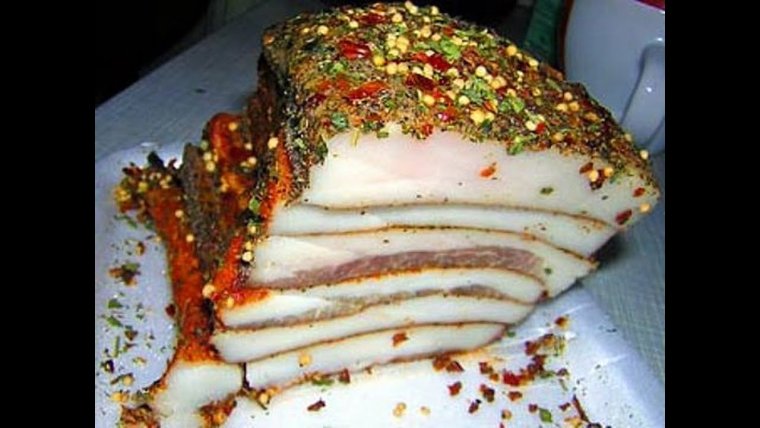 Сало с горчицей и хреном