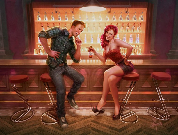 Парень и девушка в баре