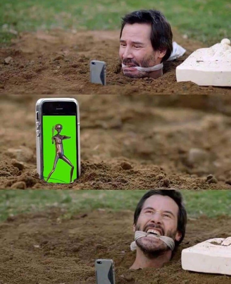 Киану Ривз закопанный в землю